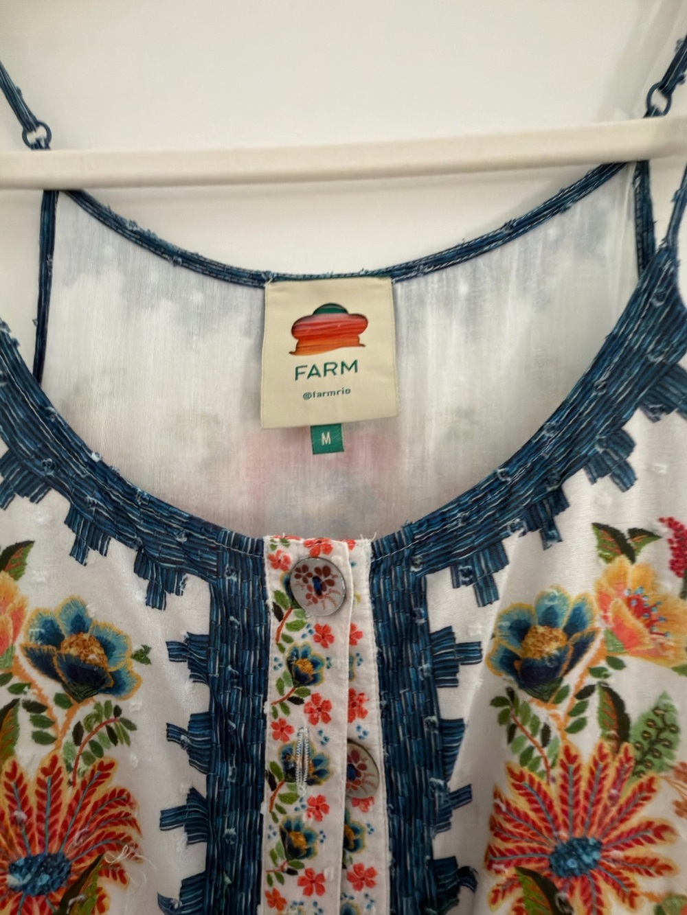 Farm Rio Boho Floral Maxi Dress - White with Multicolor Embroidery - Picture 2 of 3